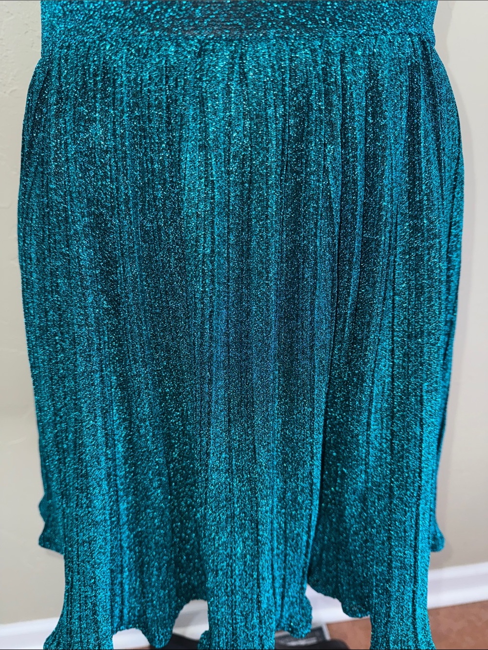 Lulus Party Era Emerald Sparkly Lace-Up Pleated Skater Dress Size XL Cocktail - Picture 5 of 15